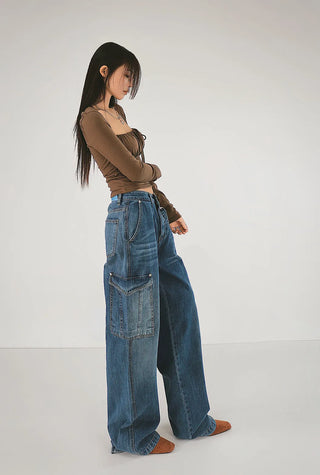 Roan Shirring Deep Square Neck Volume Bolero Blouse Tee