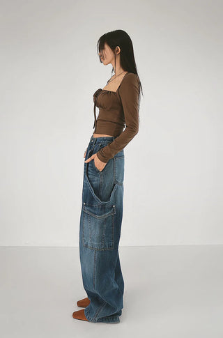 Roan Shirring Deep Square Neck Volume Bolero Blouse Tee