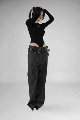 COO LOW-WAIST WIDE PINTUCK SLACKS