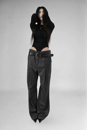 COO LOW-WAIST WIDE PINTUCK SLACKS