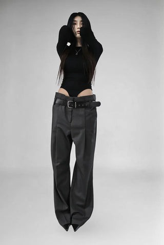 COO LOW-WAIST WIDE PINTUCK SLACKS