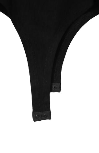 Open-Back Lip Neck Twist Back Fit Bodysuit Long-Sleeved Top