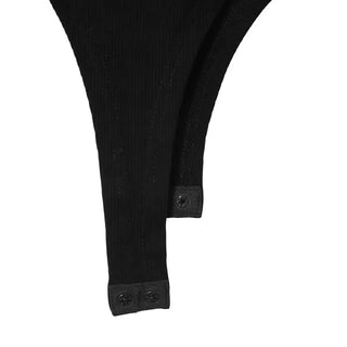 Open-Back Lip Neck Twist Back Fit Bodysuit Long-Sleeved Top