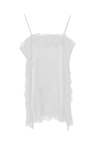 COLD SATIN LACE LAYERED MINI DRESS