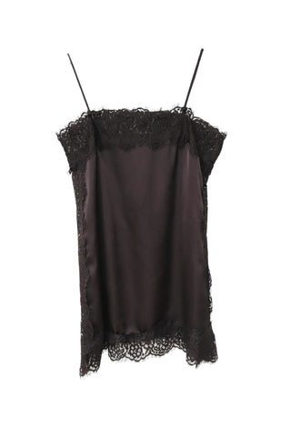 COLD SATIN LACE LAYERED MINI DRESS