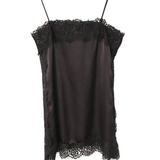 COLD SATIN LACE LAYERED MINI DRESS