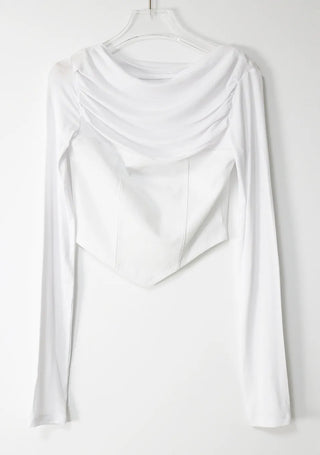 Corset cut shirring two-way off-shoulder crop top