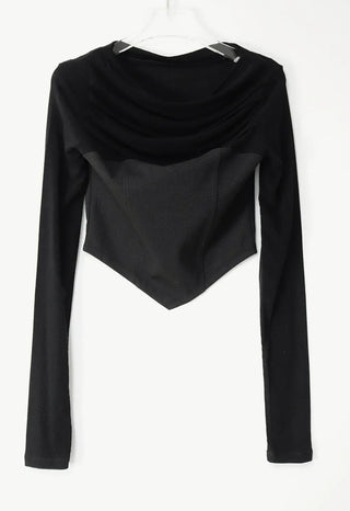 Corset cut shirring two-way off-shoulder crop top