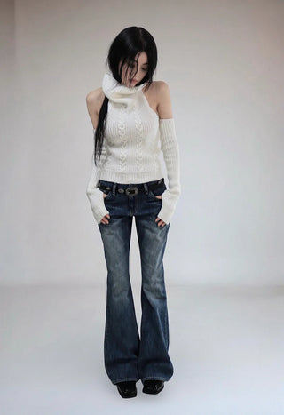 Cable Turtleneck Knit Warmer Set