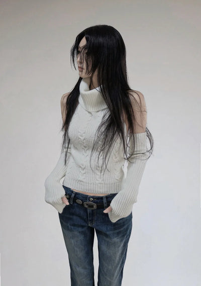 Cable Turtleneck Knit Warmer Set