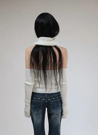 Cable Turtleneck Knit Warmer Set