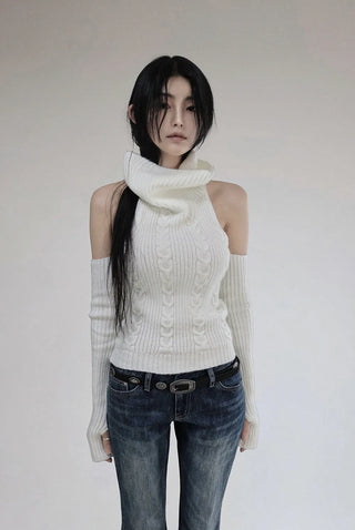 Cable Turtleneck Knit Warmer Set