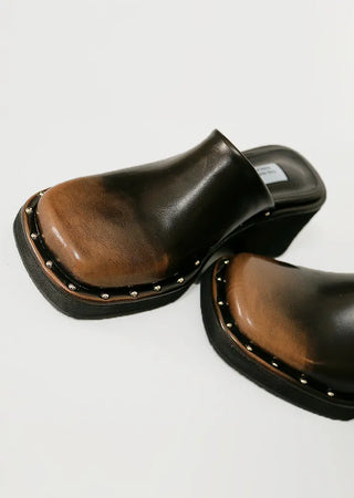 Gradient studded block heel mule