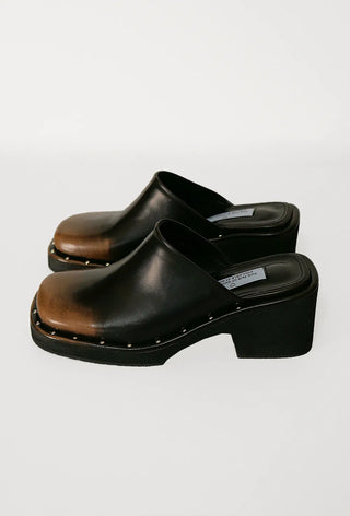 Gradient studded block heel mule