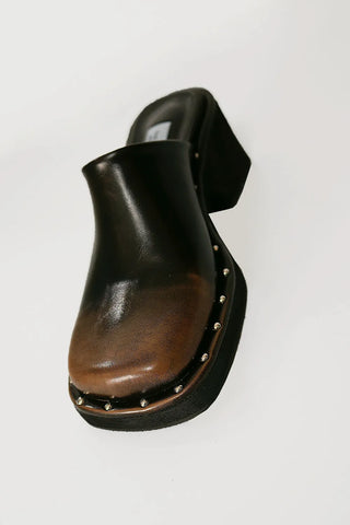 Gradient studded block heel mule