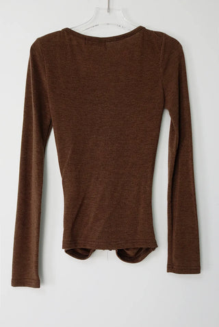 Meat Shirring V-Neck Hook Cardigan