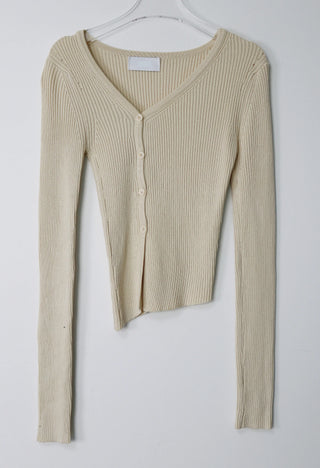Elin Side Slit V-Neck Uneven Golf Cardigan