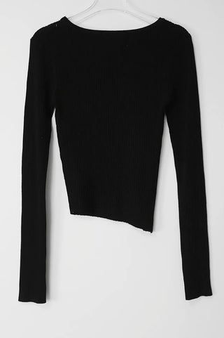 Elin Side Slit V-Neck Uneven Golf Cardigan