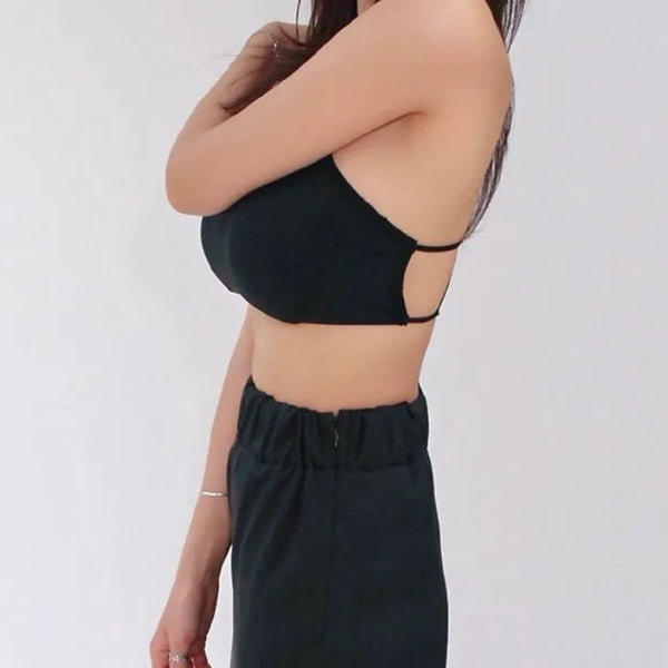 Backless Strappy Sexy Top Bralette Bikini with Built-in Cap