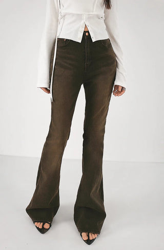 Multi-strap button slit round long-sleeved blouse top