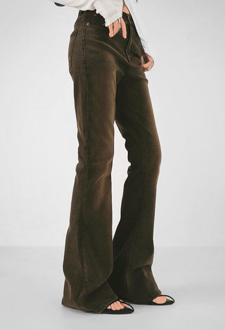 Multi-strap button slit round long-sleeved blouse top