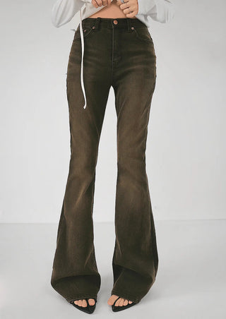 Multi-strap button slit round long-sleeved blouse top