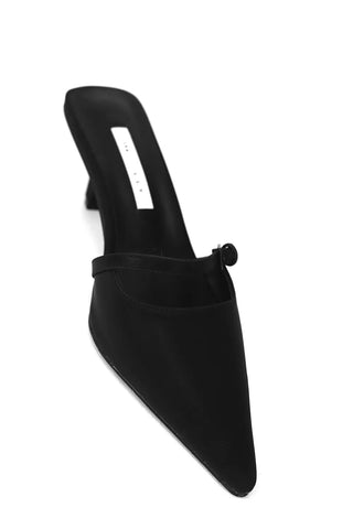 Matte Belt Strap Stiletto Chic Mule Heels