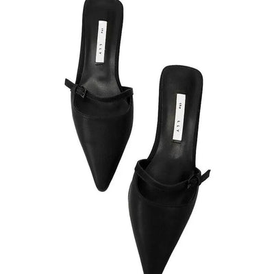 Matte Belt Strap Stiletto Chic Mule Heels