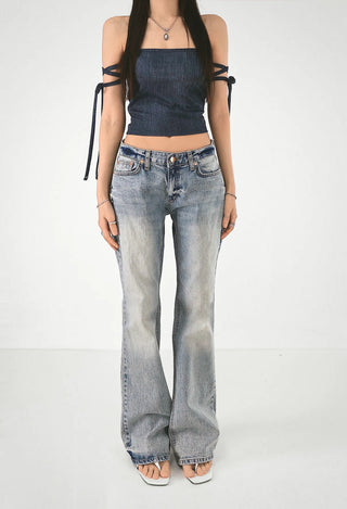 Denim Top Beachwear Square Strap Nashi Top