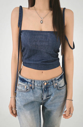 Denim Top Beachwear Square Strap Nashi Top