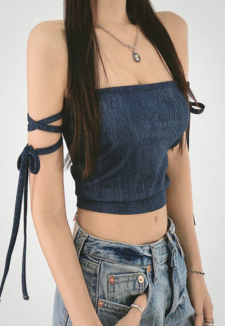 Denim Top Beachwear Square Strap Nashi Top