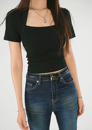 Endark High Deep Denim Washed Slim Bootcut Denim Pants