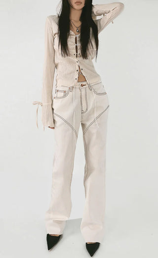 Blouse with corset eyelet straps and pleated blouse