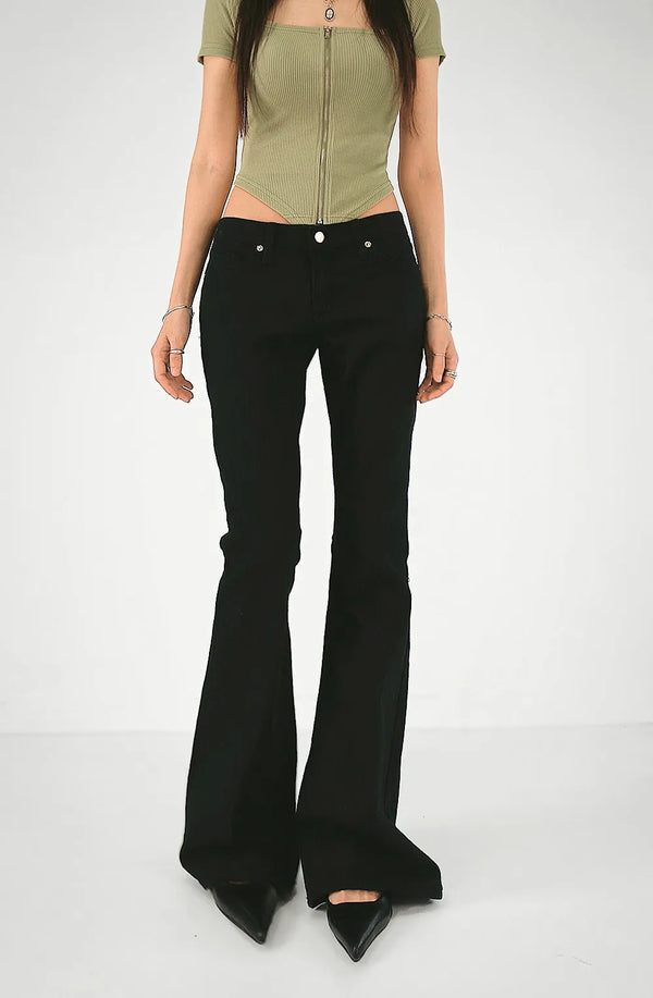 New Low-Rise Slub Real Bootcut Long Pants