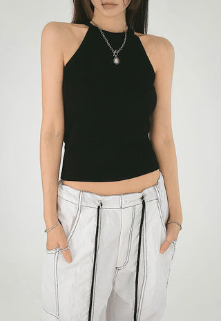 Deer Halter Neck Daily Ribbed Nashi Top