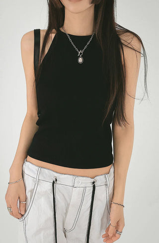 Deer Halter Neck Daily Ribbed Nashi Top