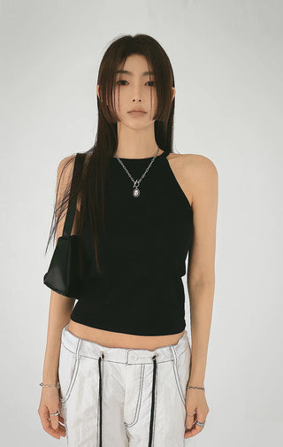 Deer Halter Neck Daily Ribbed Nashi Top