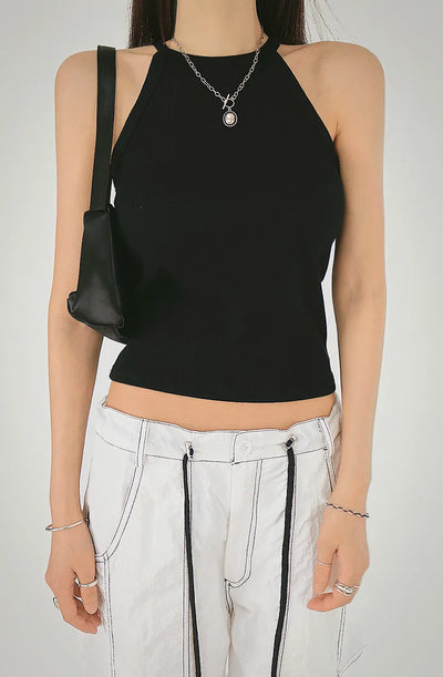 Deer Halter Neck Daily Ribbed Nashi Top