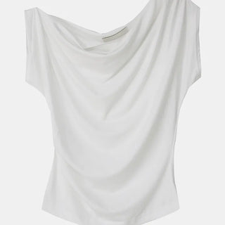 Sede Loose One-Off Shoulder Short Sleeve Unbalanced T-Shirt