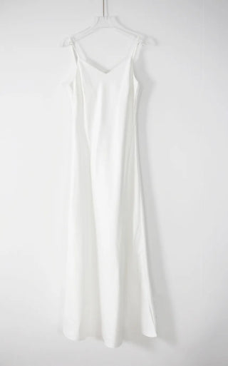 Sleeveless silk satin one-piece