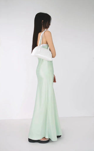 Sleeveless silk satin one-piece