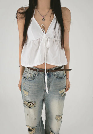 Opening Cap Built-in Hook V Bustier Strap Nashi Blouse