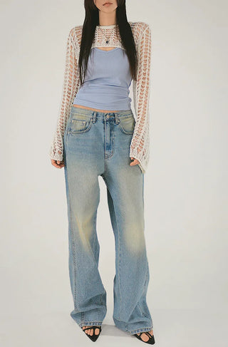 Mesh Net Layered Crop Short Knit Bolero