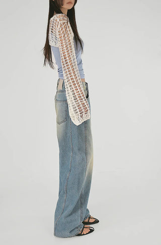 Mesh Net Layered Crop Short Knit Bolero