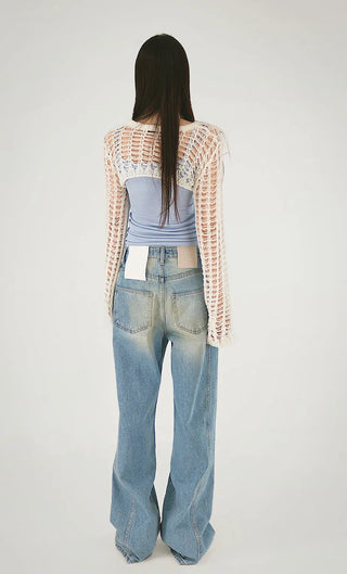 Mesh Net Layered Crop Short Knit Bolero