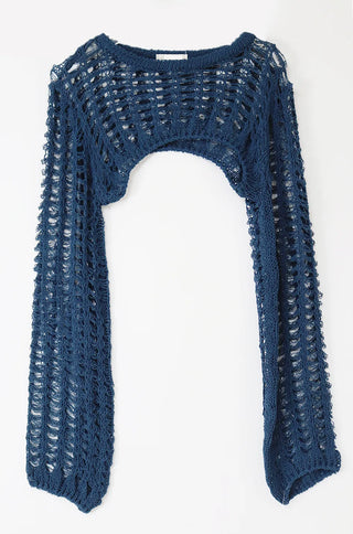 Mesh Net Layered Crop Short Knit Bolero