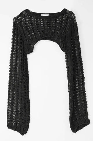 Mesh Net Layered Crop Short Knit Bolero