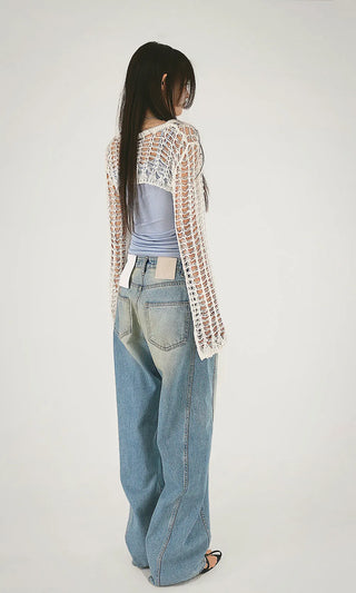 Mesh Net Layered Crop Short Knit Bolero