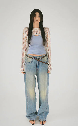 Mesh Net Layered Crop Short Knit Bolero