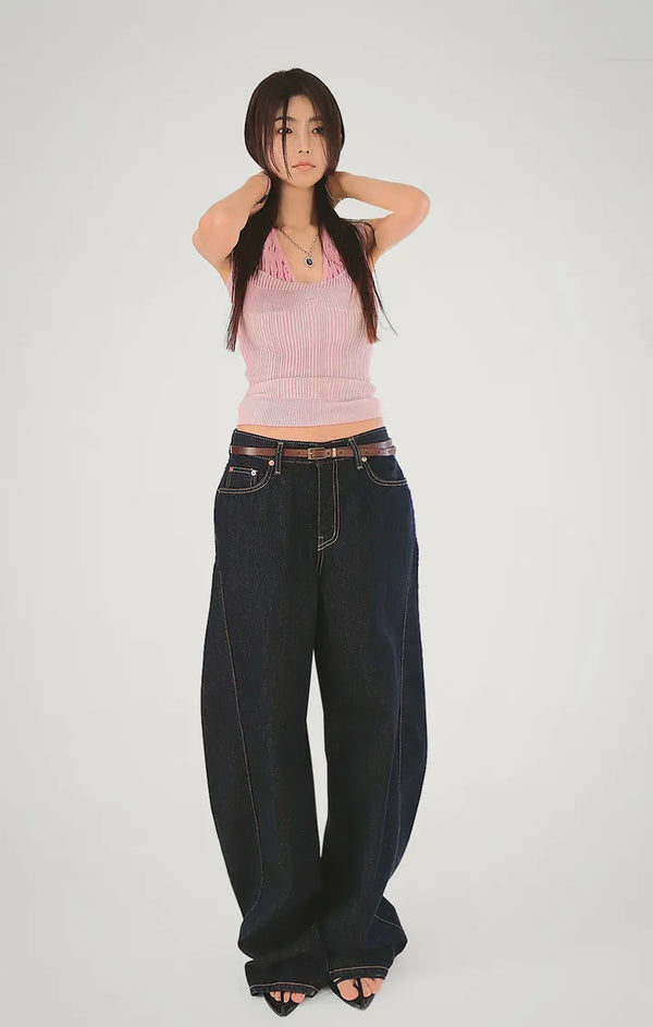 Bird Non-Fade Side Line Wide Denim Cool Denim Pants